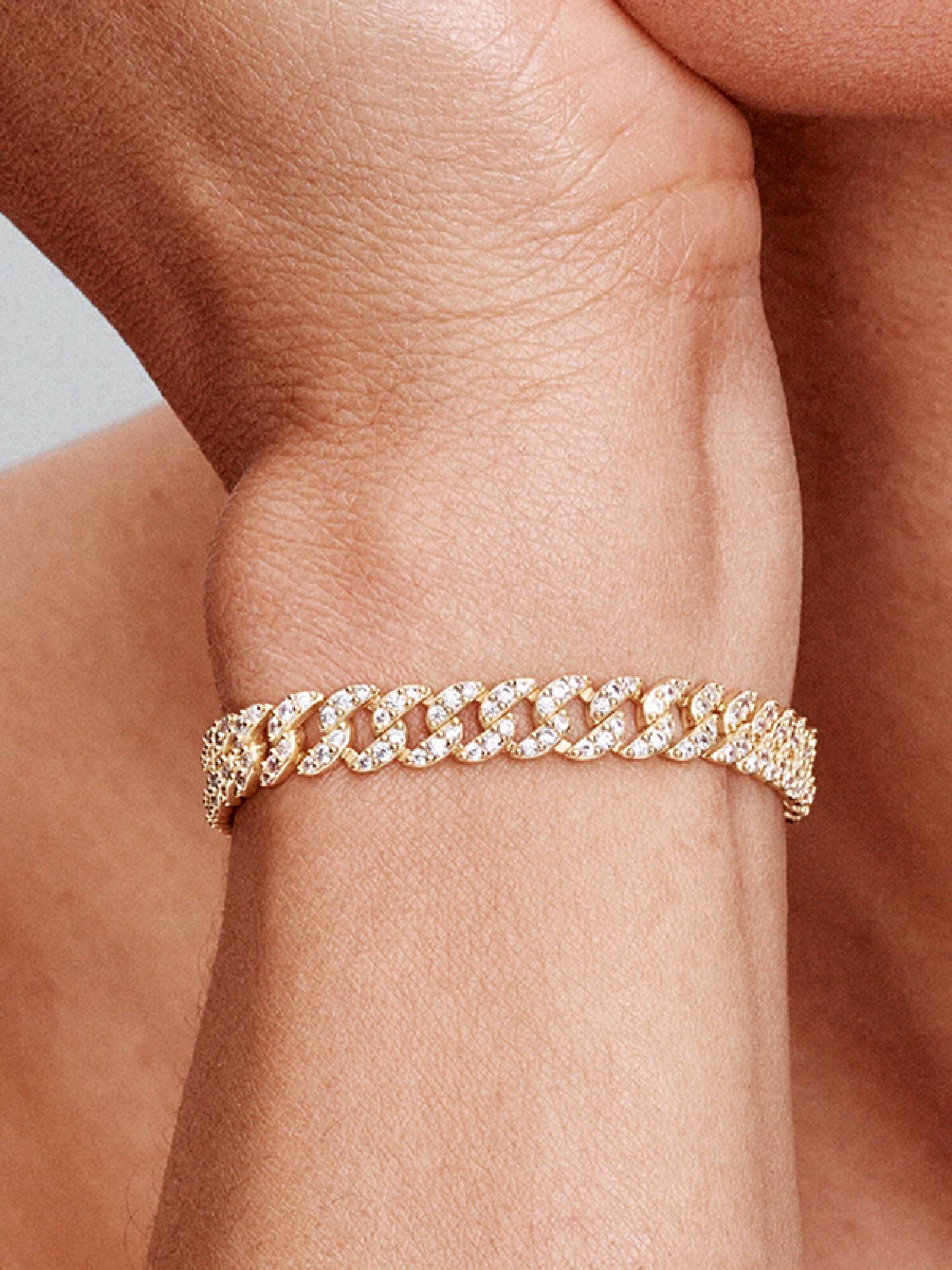 Pulseira de Corrente Cubana Pavé