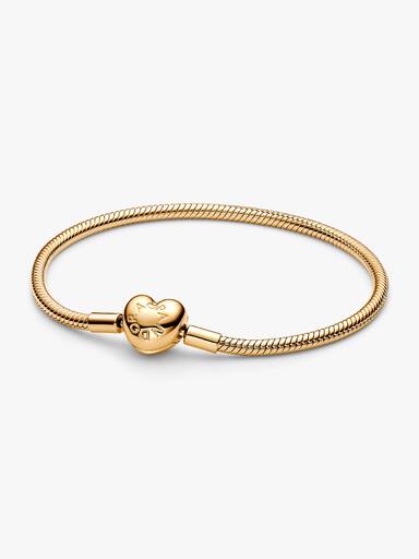 Pulseira Malha Snake Fecho Coração Pandora Moments