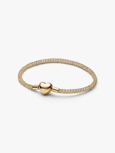 Pulseira de Malha Brilhante com Fecho Coração