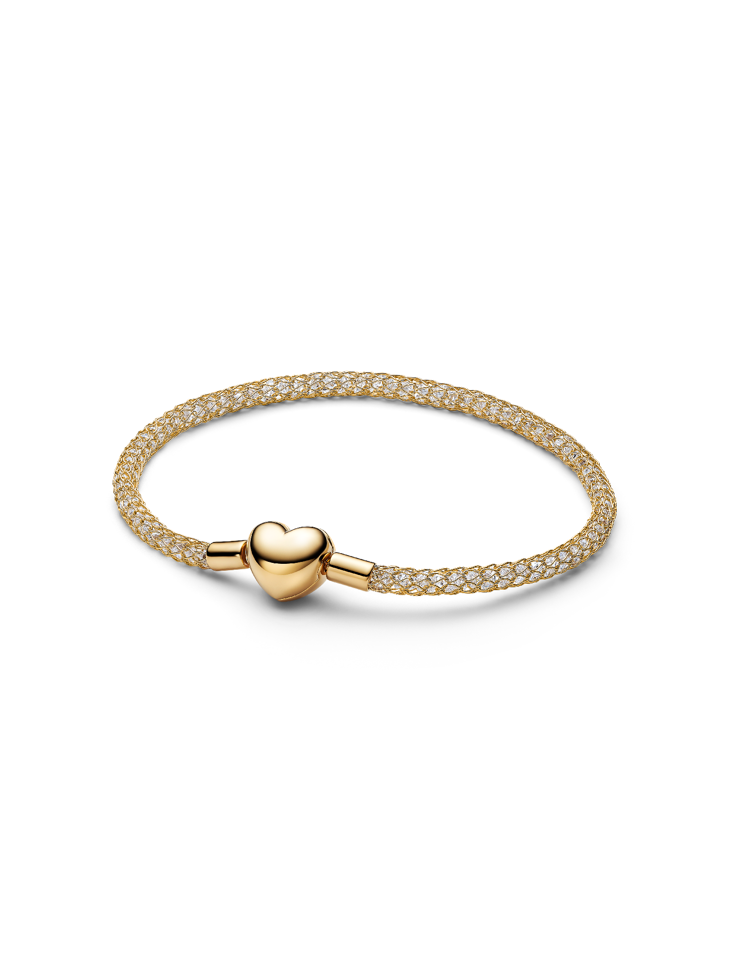 Pulseira de Malha Brilhante com Fecho Coração