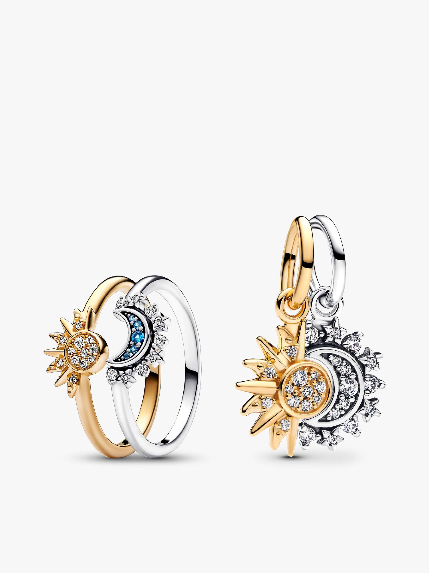 Conjunto de Presente Anel e Conta Sol e Lua Celestial