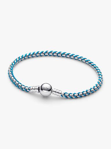 Pulseira de Corrente de Caixa com Cordão Azul