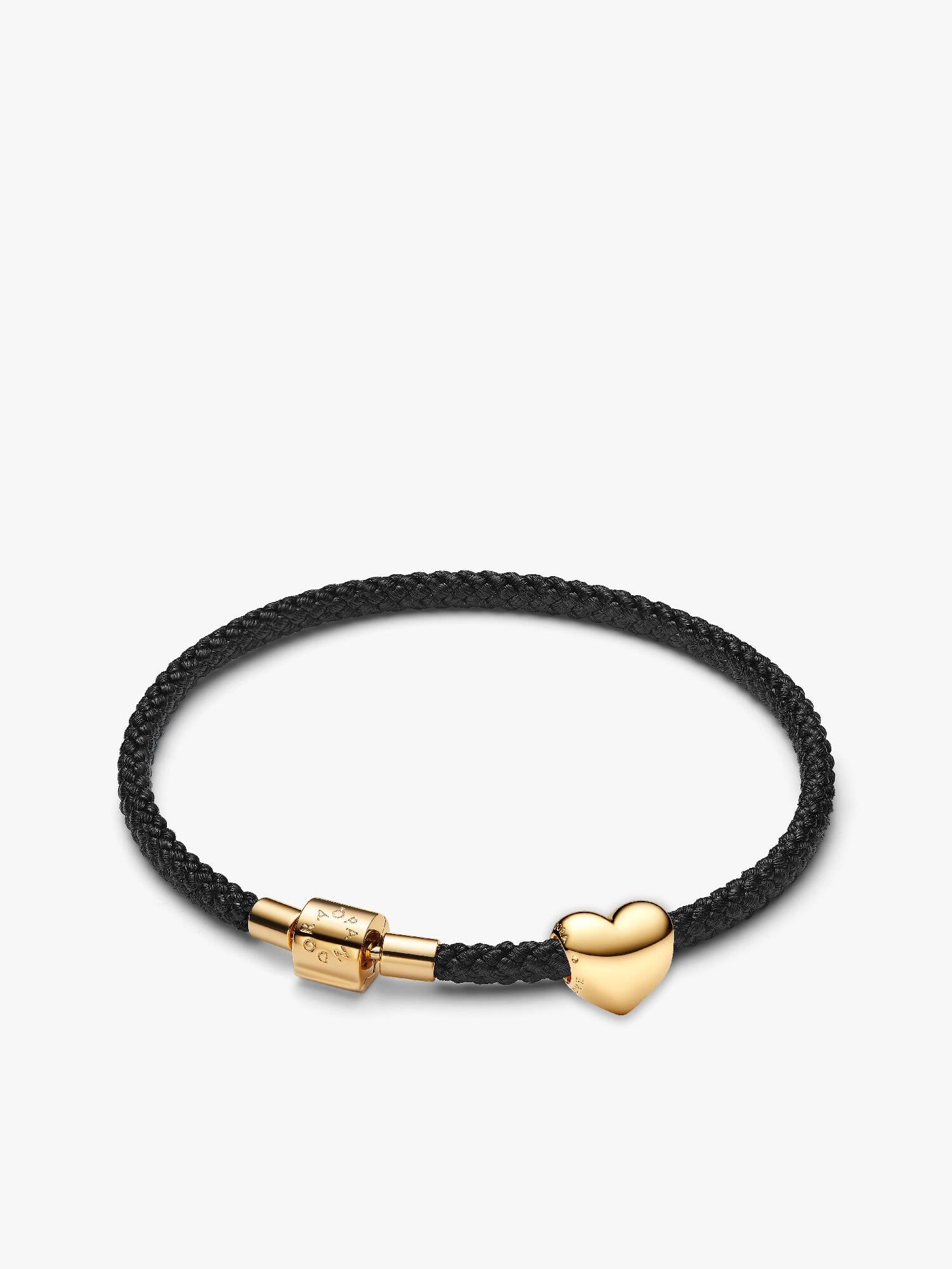 Conjunto de Presente Pulseira Cordão Preto com Conta Gravável Coração Be Love