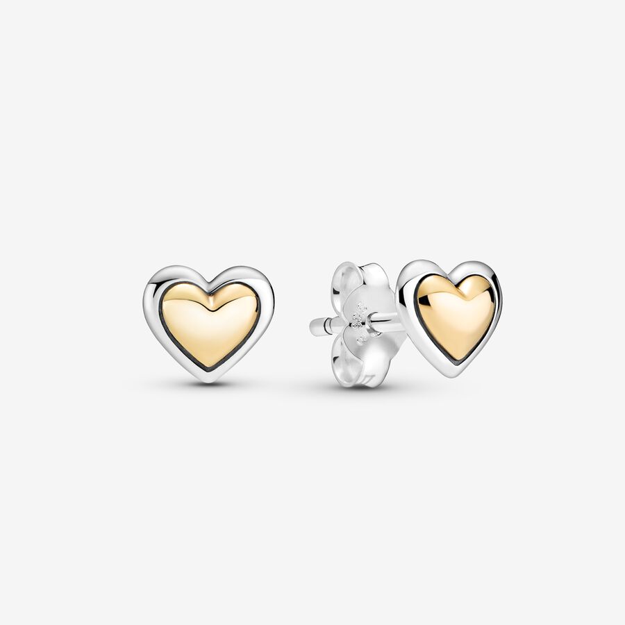 Brincos Domed Golden Heart image number 0
