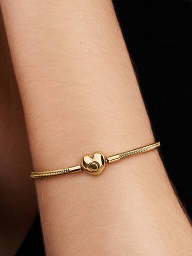 Pulseira Malha Snake Fecho Coração Pandora Moments