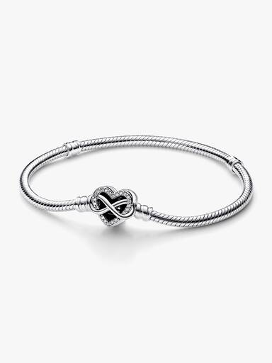 Pulseira Corrente Snake Fecho Coração Infinito Brilhante