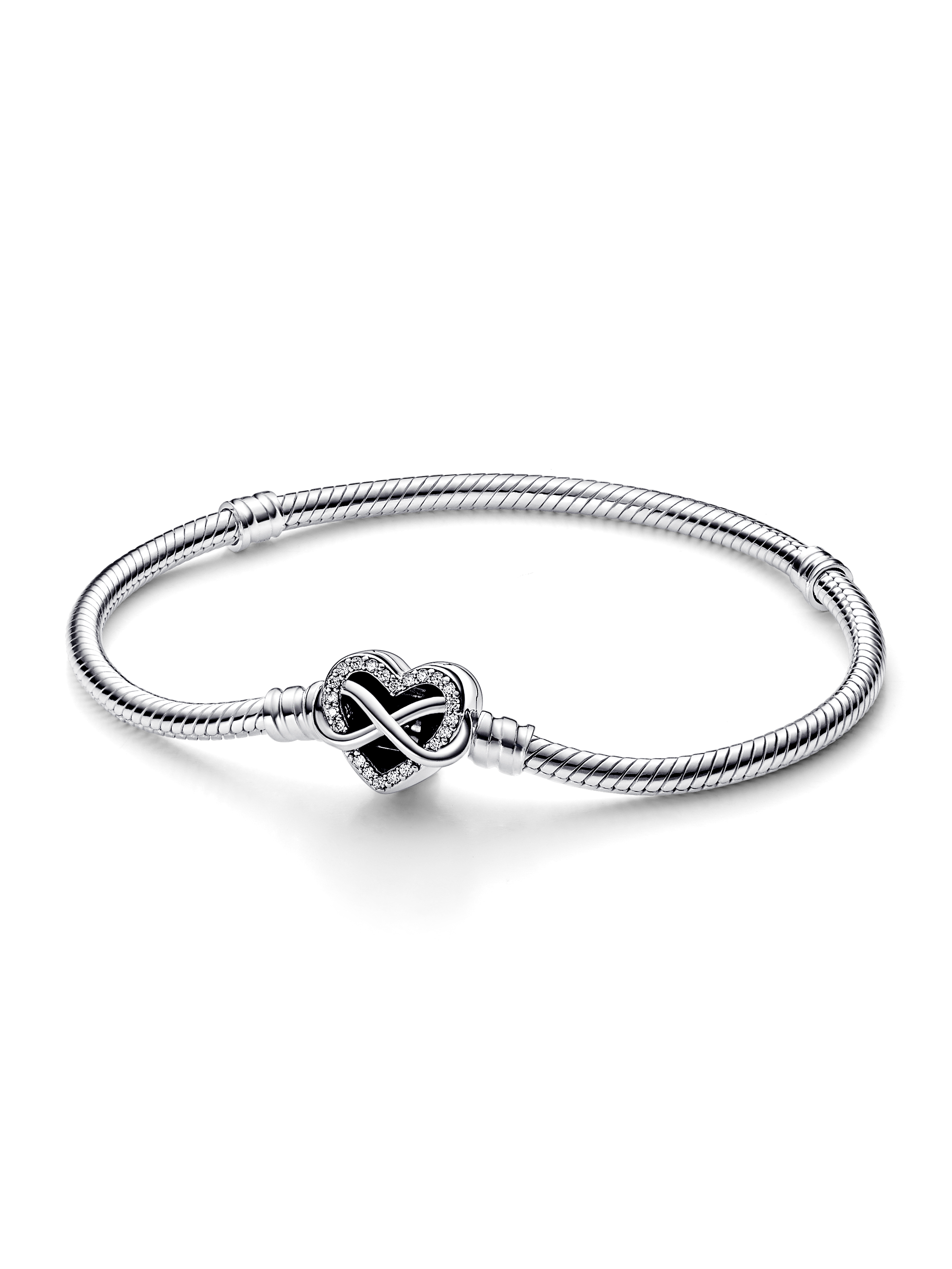 Pulseira Corrente Snake Fecho Coração Infinito Brilhante