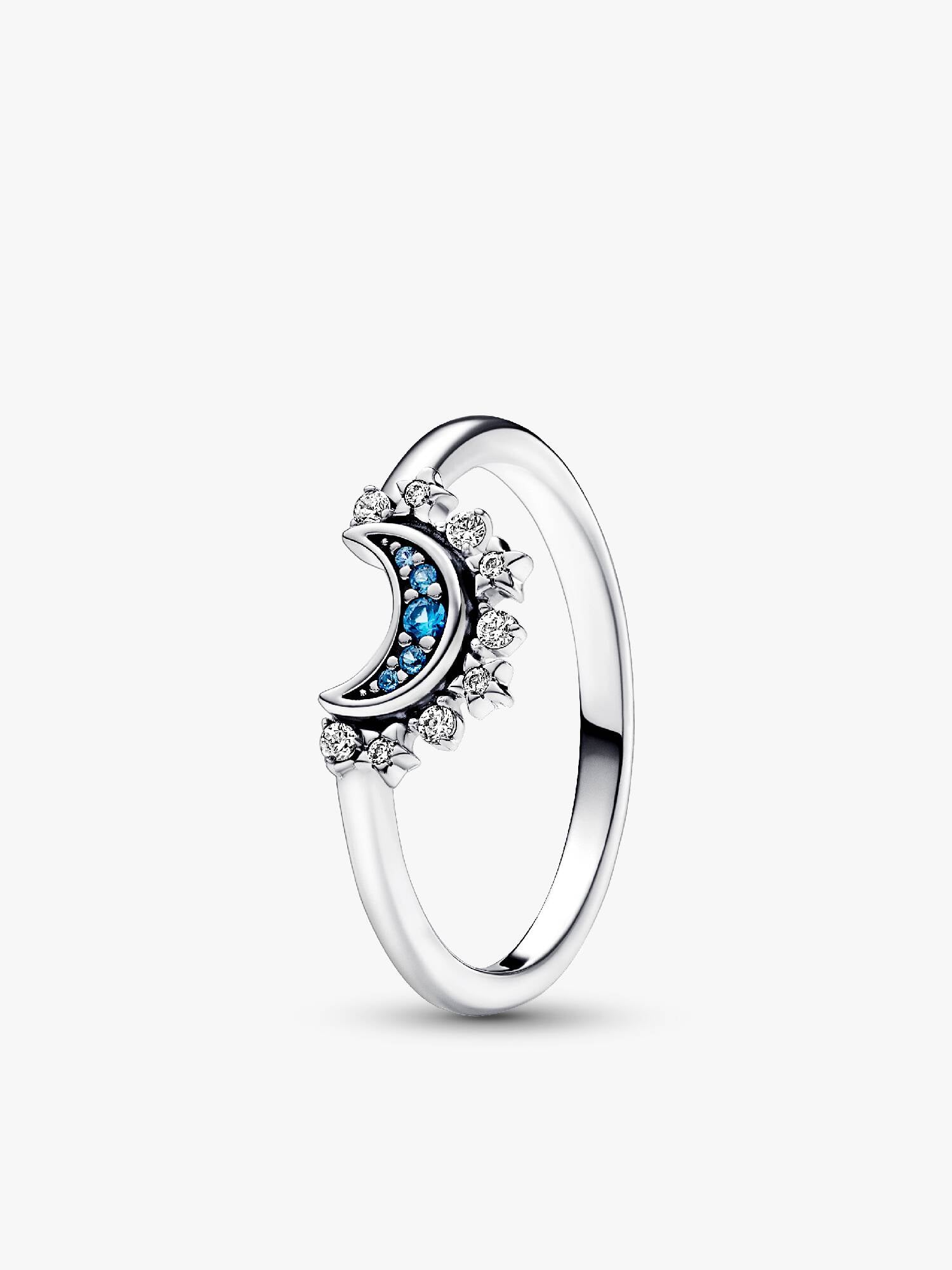 Anel Celestial Lua Azul Brilhante