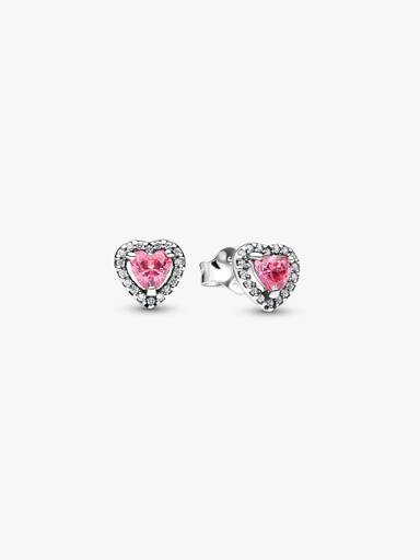 Brincos Espigão Coração Rosa Elevado