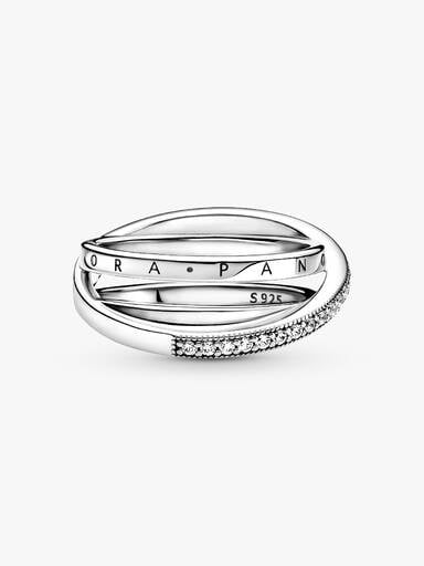 Anel Crossover Pavé Triple Band