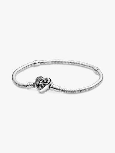 Pulseira Malha Snake Fecho Coração Árvore de Família
