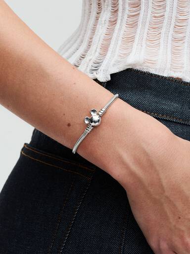 Pulseira Malha Snake Fecho Moments Mickey Disney