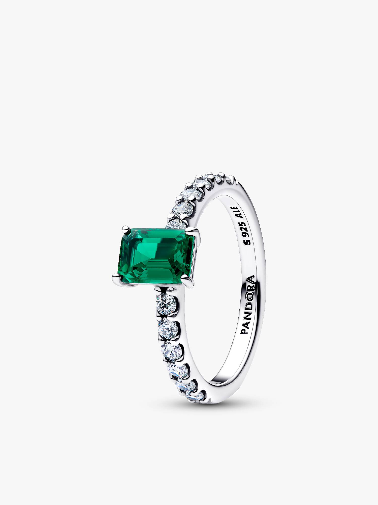 Anel Rectangular Auréola Verde Cintilante