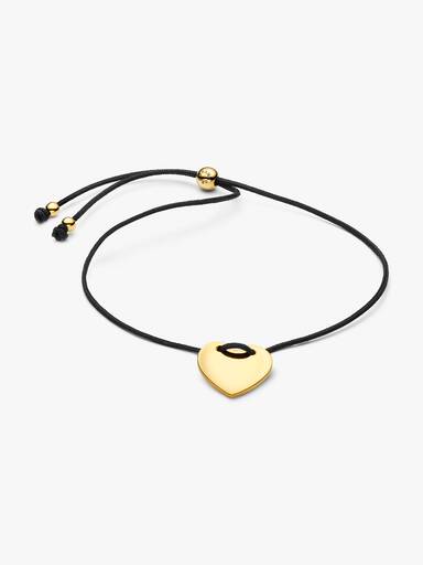 Pulseira Deslizante Cordão Preto Coração Gravável