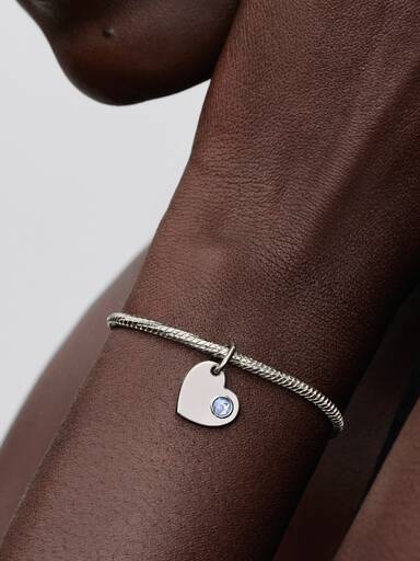 Conta Pendente Pedra Azul Aqua Coração Gravável