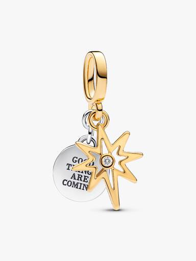 Conta Pendente Estrela do Norte Gravavel com Diamante Criado em Laboratorio0.009 ct TW