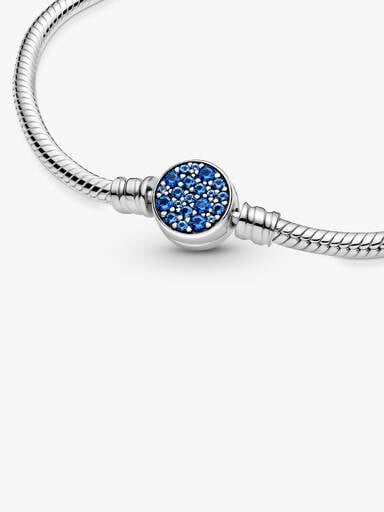 Pulseira Malha Snake Fecho Disco Azul Brilhante