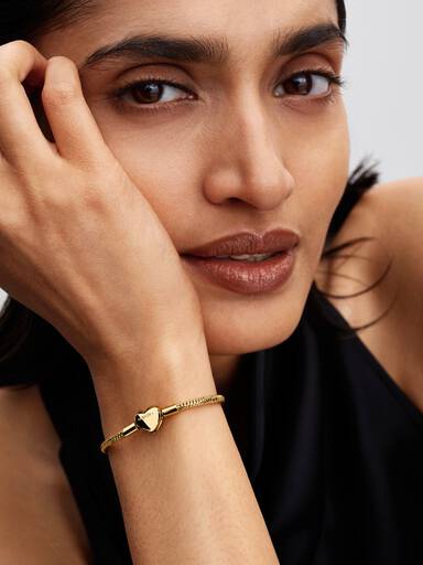 Pulseira Malha Snake Facetada Fecho Coração