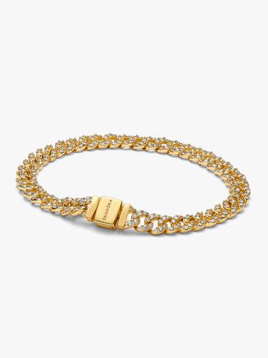 Pulseira de Corrente Cubana Pavé