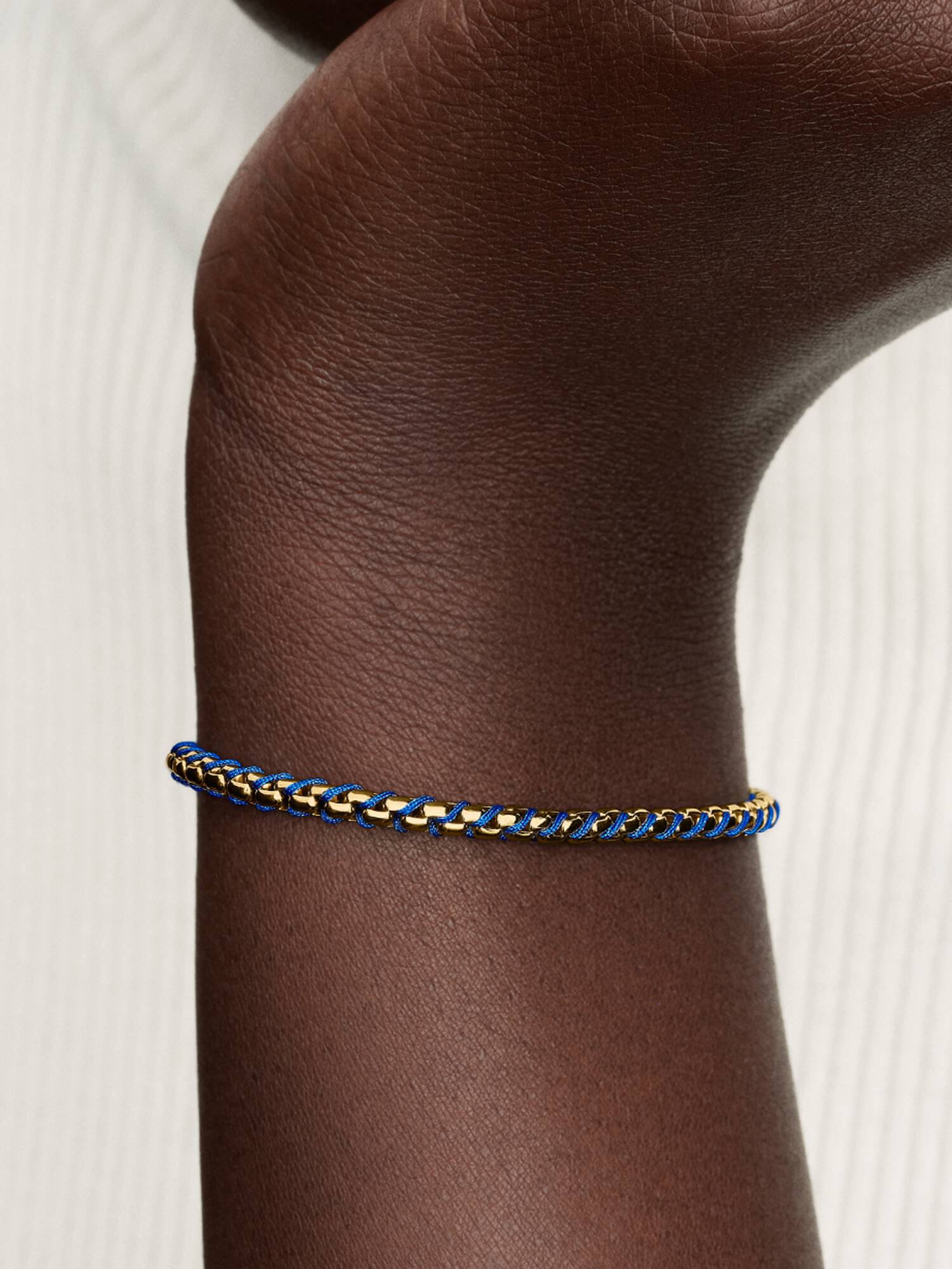 Pulseira Corrente Caixa Cordão Azul