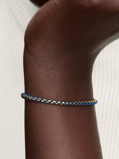 Pulseira Corrente Caixa Cordão Azul