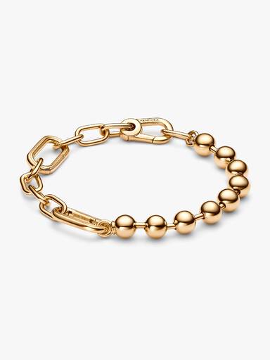 Pulseira Corrente de Elos e Esferas Metálicas