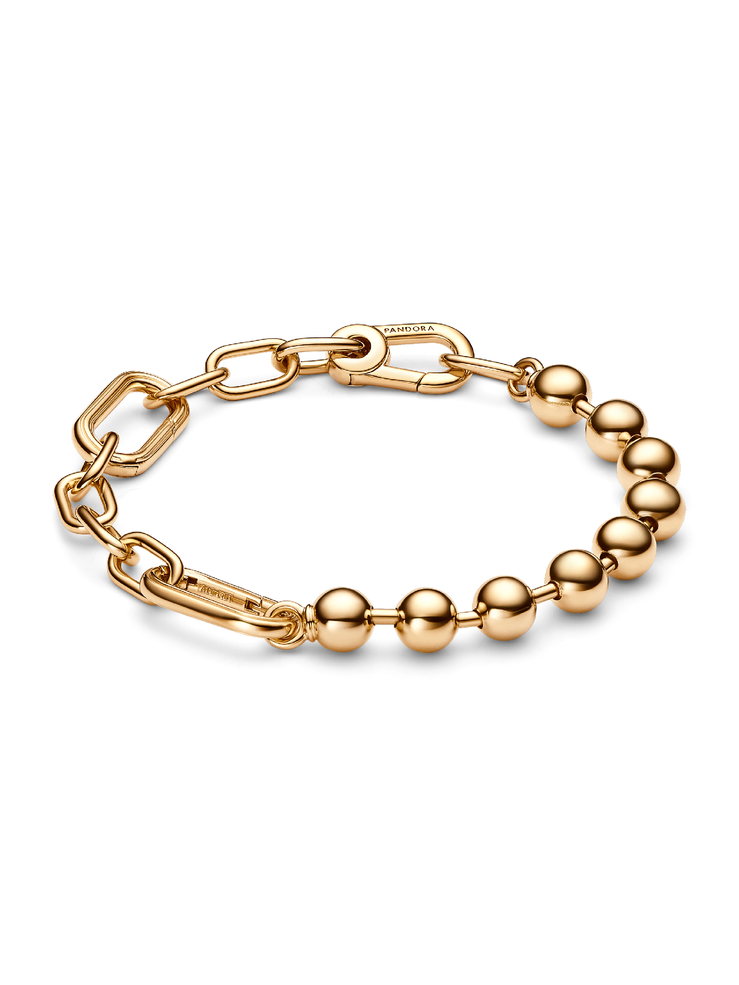 Pulseira Corrente de Elos e Esferas Metálicas