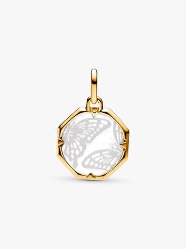 Conta Medalhão Borboleta Perolada