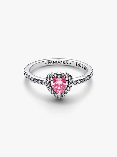 Anel Coração Rosa Elevado