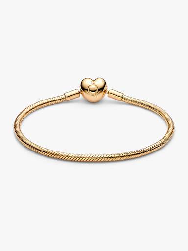 Pulseira Malha Snake Fecho Coração Pandora Moments