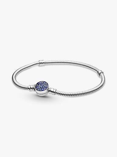 Pulseira Malha Snake Fecho Disco Azul Brilhante