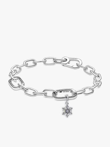 Conjunto de presente Pulseira e Conta Pendente Dupla Floco de Neve