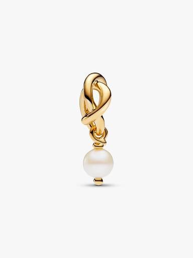 Conta Pendente Círculo da Eternidade Pérola de Cultura Revestimento de ouro 14k