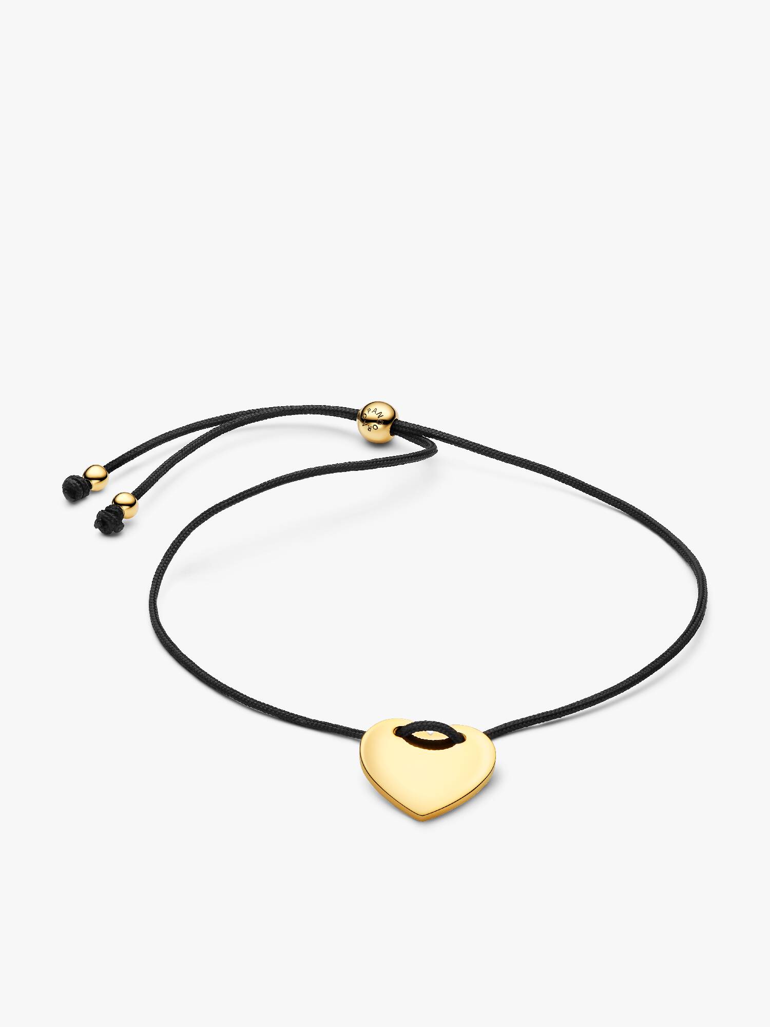 Pulseira Deslizante Cordão Preto Coração Gravável