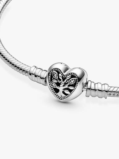 Pulseira Malha Snake Fecho Coração Árvore de Família