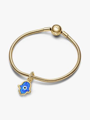 Mini Pendente Opalescente Hamsa Azul