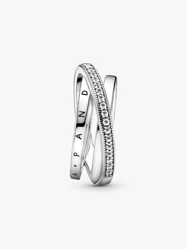 Anel Crossover Pavé Triple Band