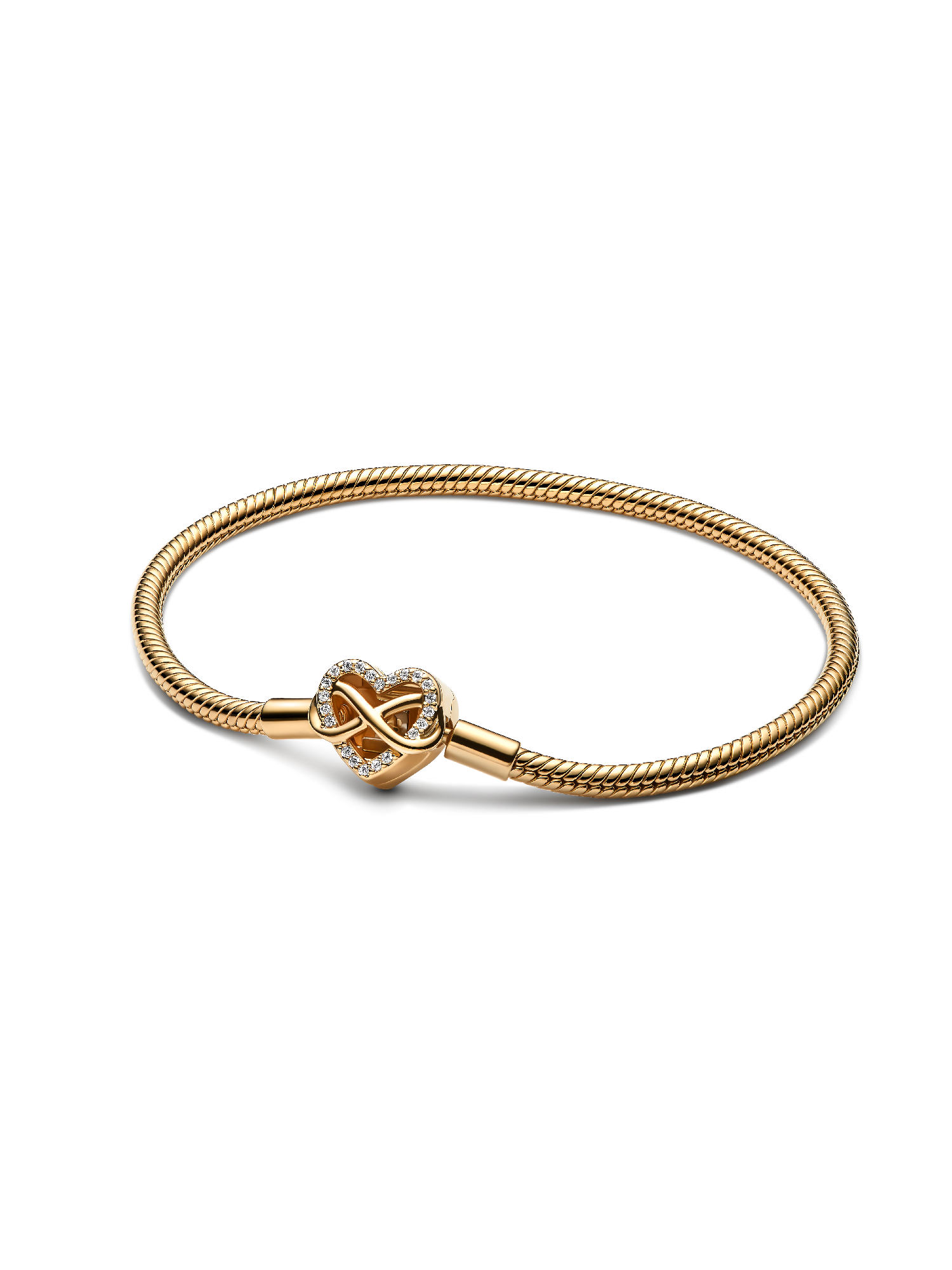 Pulseira Corrente Snake Fecho Coração Infinito Brilhante