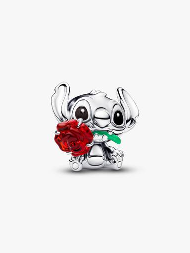 Conta Vidro Murano Rosa Stitch Disney