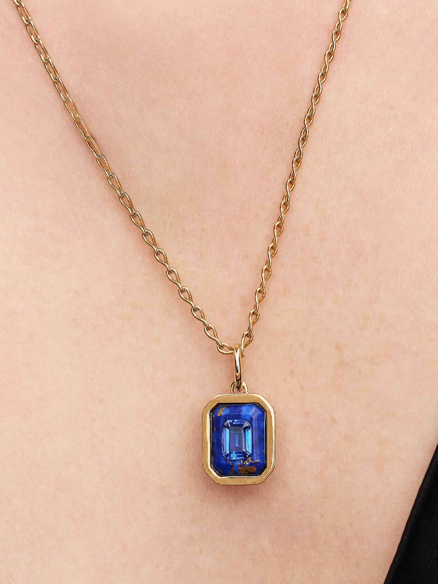 Conta Pendente Hexágono Azul Celestial