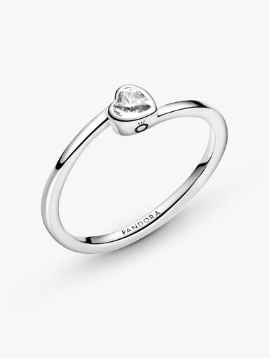Anel Clear Tilted Heart Solitaire