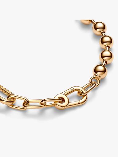 Pulseira Corrente de Elos e Esferas Metálicas