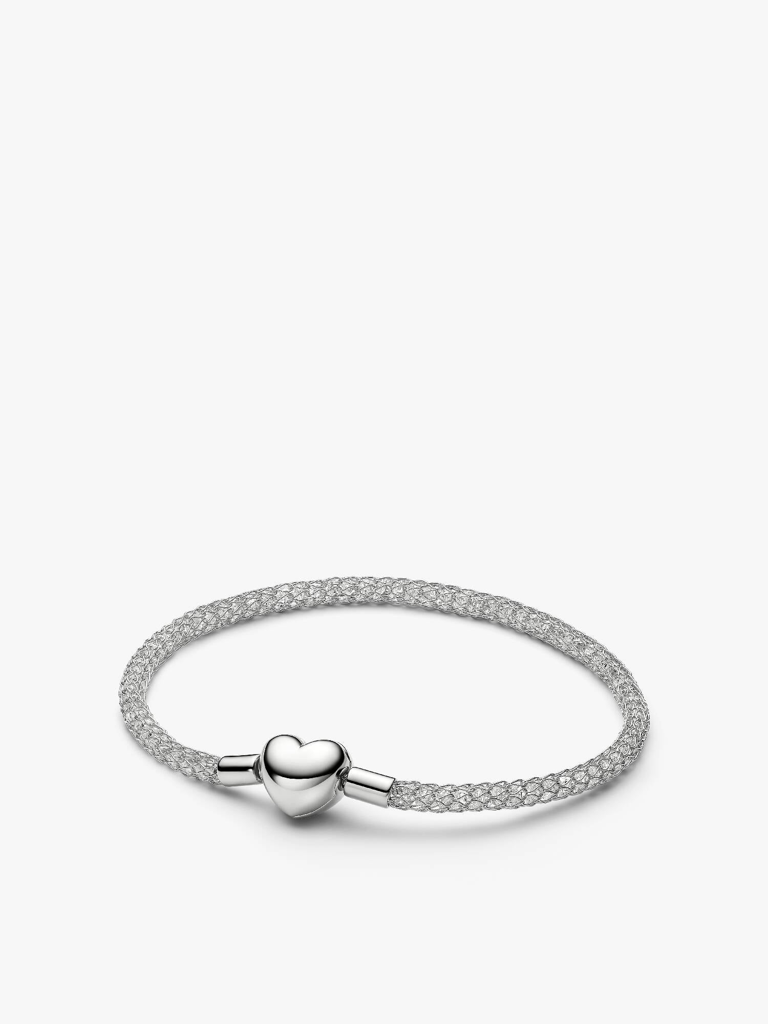 Pulseira de Malha Brilhante com Fecho Coração