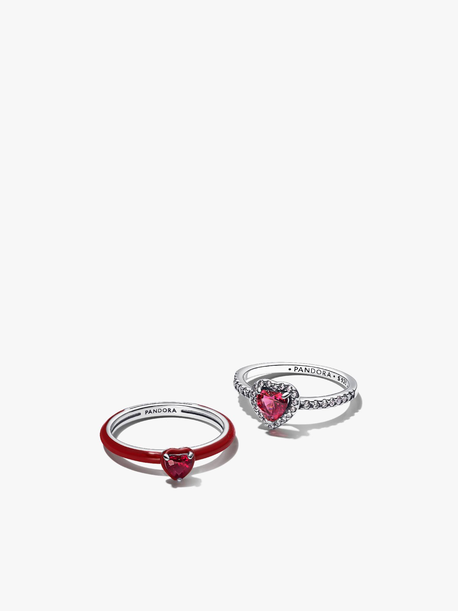 Conjunto de Anéis Coração Vermelho