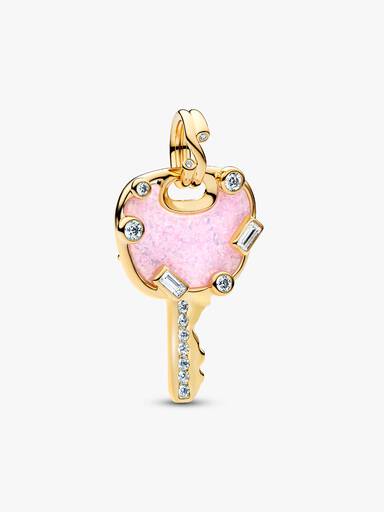 Conta Pendente Grande Chave do Amor Rosa Opalescente