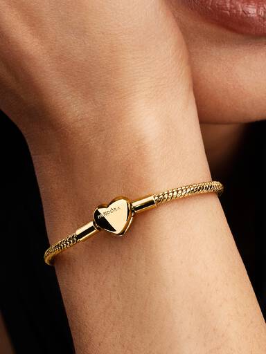 Pulseira Malha Snake Facetada Fecho Coração