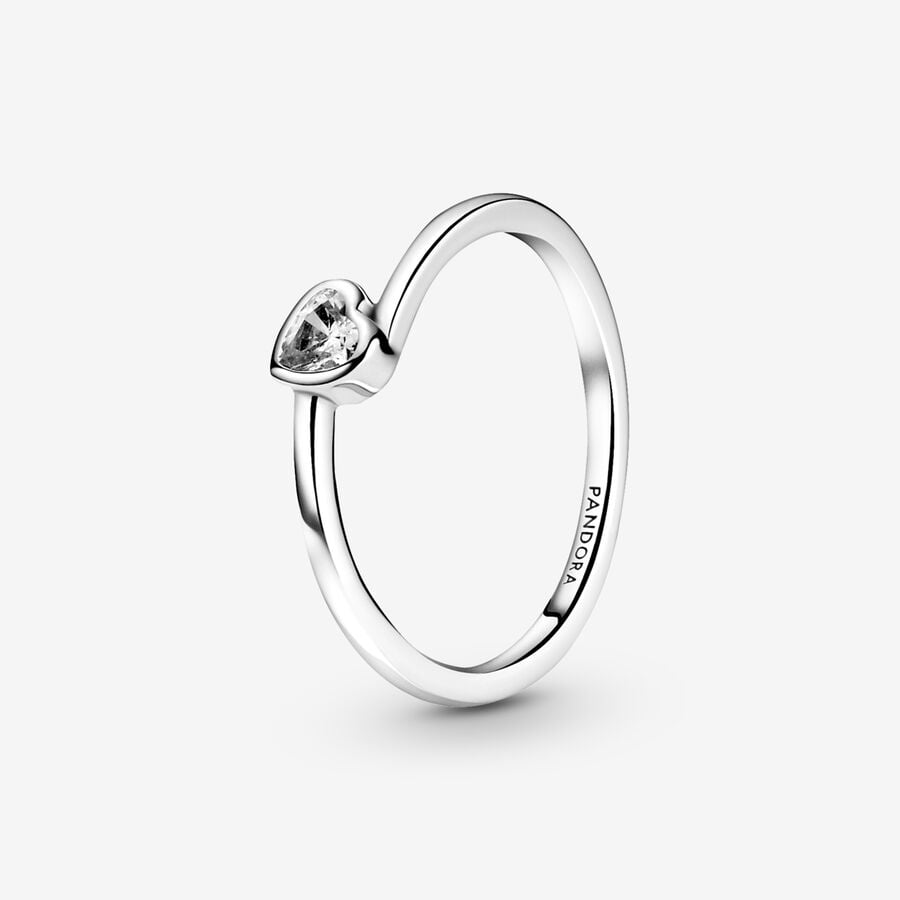 Anel Clear Tilted Heart Solitaire image number 0