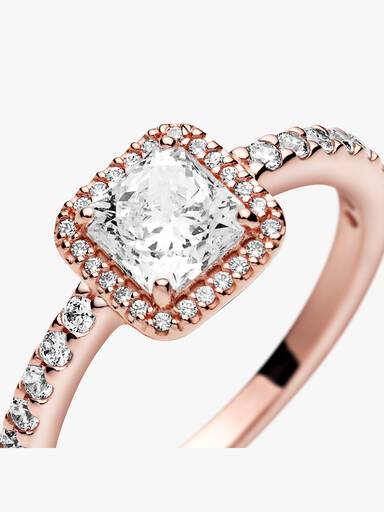 Anel Square Sparkle Halo