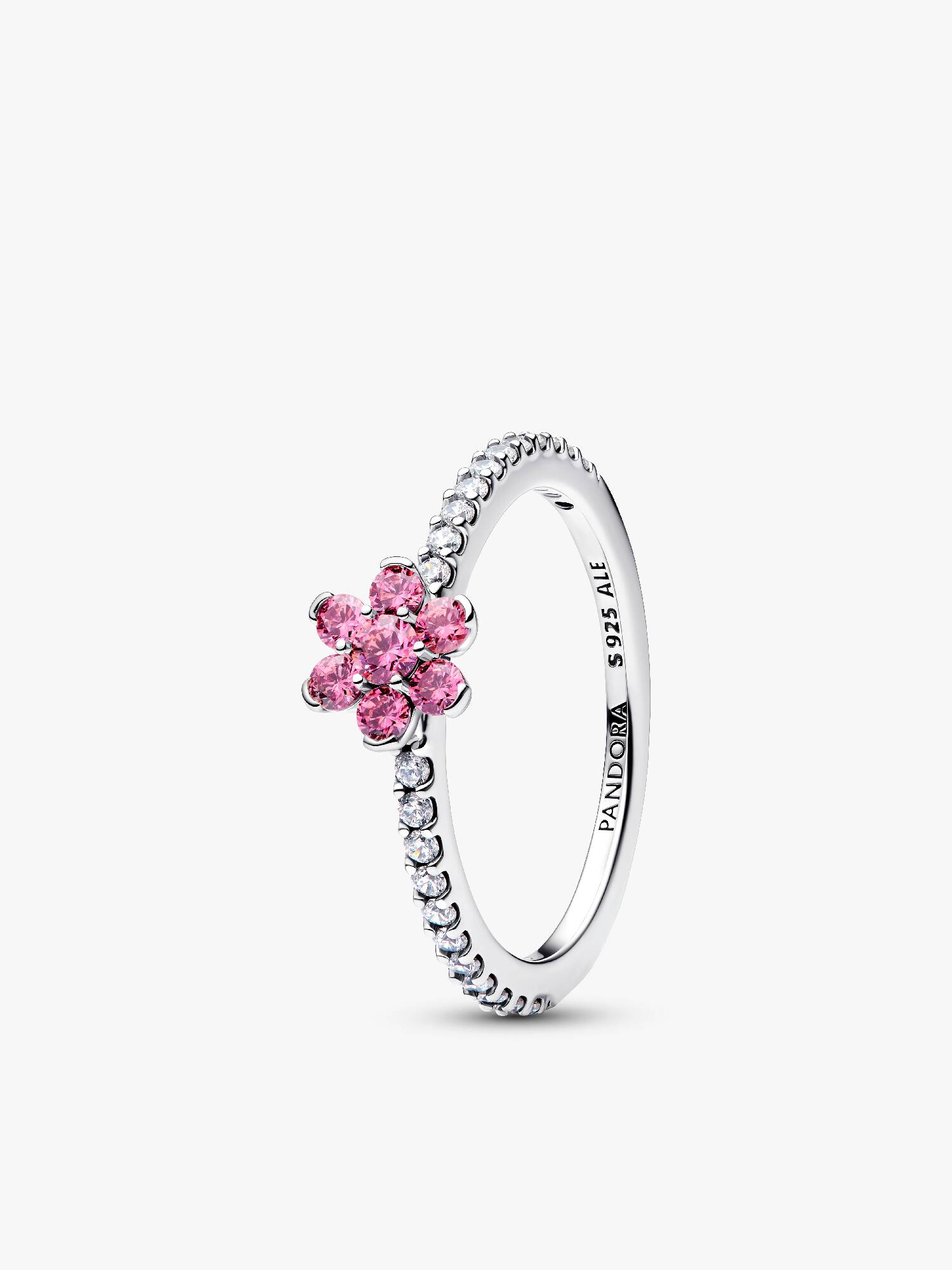 Anel Flor Rosa Brilhante