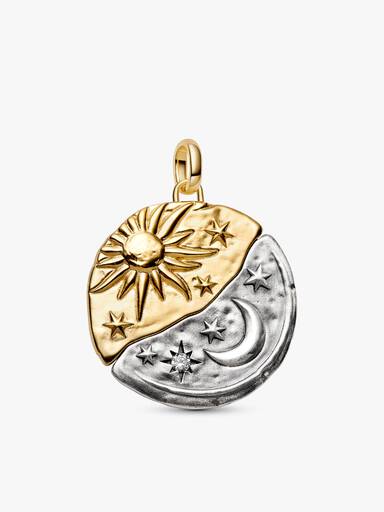 Conjunto de Presente Colar Medalhão XL Sol e Lua Dourado